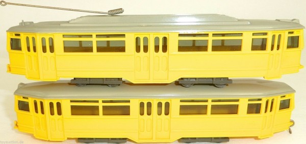 2 teilig Straßenbahn Motorwagen und Beiwagen GELB Wiking 740 741 H0 1:87 UY3 å