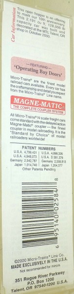 Micro-Trains Line 90020 10th Anniversary 33&#039; Twin Bay Hopper Peak E N 1:160 X å*