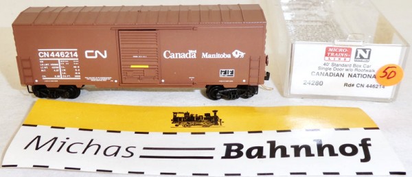 CN 446214 40&#039; Box Car Single Door Micro Trains Line 24280 N 1:160 J50 å
