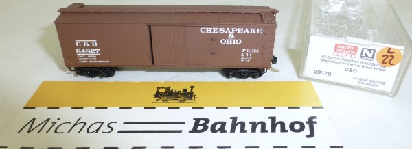 MICRO TRAINS 39170 C&amp;O 84827 40&#039; Wood Sheathed Boxcar N 1:160 OVP #22L å