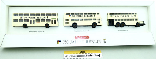 Wiking 3 Busse Büssing D2U MAN SD200 D38 750 Jahre Berlin H0 1:87 OVP HU3 å