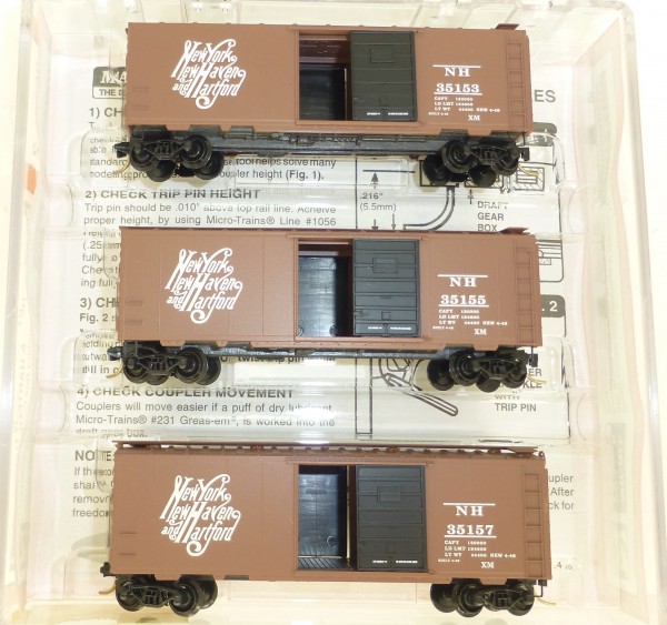 Micro Trains Line 20029-2 NY NH Hartford 3-tlg SET 40&#039; St Box Car OVP 1:160 #Z03 å