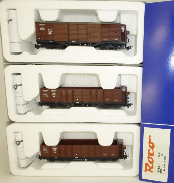 3tlg Set DRG Güterwagen EpII Roco 34593 OVP H0e #KA2 å