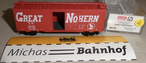 Great Northern 18588 40&#039; St Box Car Micro Trains Line 20176 1:160 OVP Ä06 å