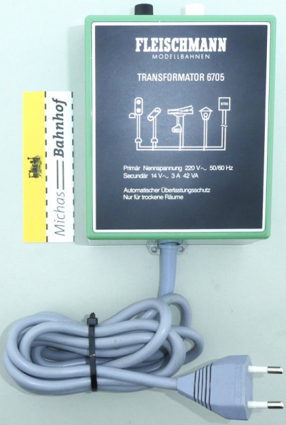 Fleischmann Transformator Art. 6705 Primär 220V Secundär 14V AC 3A 42VA #LG3 å