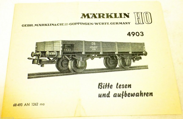 Anleitung Märklin 4903 68 493 AN 1262 ma å