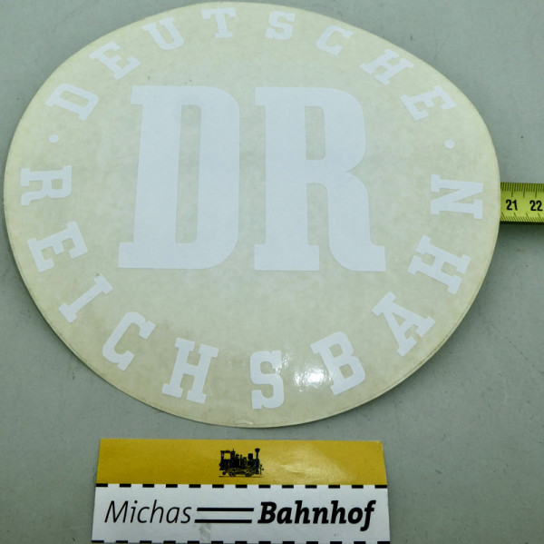 Aufkleber DR Logo Deutsche Reichsbahn weiß klar ca 20,5cm Ø # KG4å