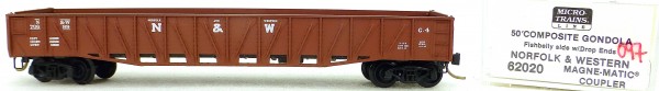 Micro Trains Line 62020 N &amp; W 70699 50&#039; Gondola Drop Ends 1:160 OVP #i097 å