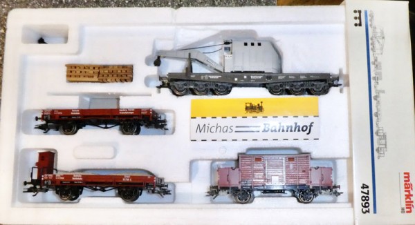 Märklin 47893 Gleisbauzug Set Kranwagen Schutz- Schotterwagen H0 1:87 OVP Hi1 å