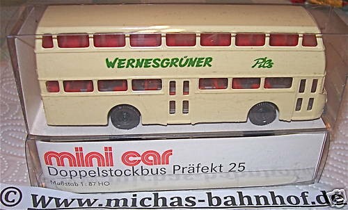 Doppelstockbus Präfekt 25 Wernesgrüner mini car 1:87 å