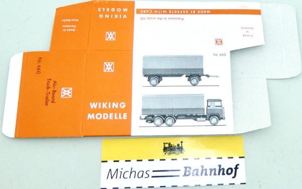 Wiking 460 Scania Alupritschen Hängerzug Karton leer H0 1:87 å
