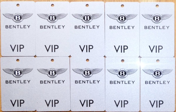 10 x Bentley VIP Karte Plastik Schlüsselkarte Veranstaltungskarte grau metallic å