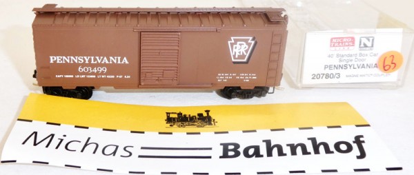 Pennsylvania 603499 40´ Boxcar Micro Trains Line 20780/3 N 1:160 OVP ∆63 å