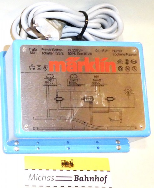 Märklin 6611 Trafo Primär Selbstschalter T25/E Pr 220V 50Hz Sec 40VA #LI4 å