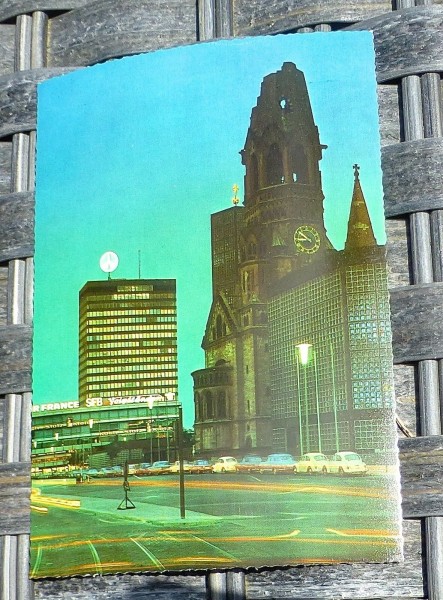 Gedächtniskirche Nacht Berlin Ansichtskarte 50er 60er Jahre KRÜGER 921/139 77 å *