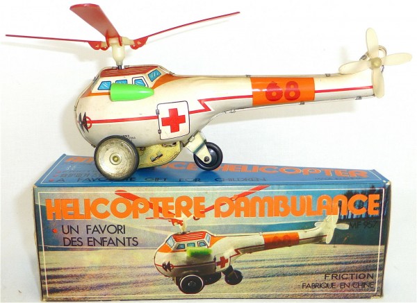 Hubschrauber Helicopter AMBULANCE Friction ca. 17cm lang OVP å *