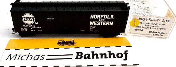 Micro Trains Line 36020 50&#039; BOXCAR Double Plug Door NORFOLK &amp; WESTERN N 1:160 ¥i å