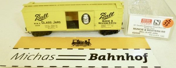 MICRO TRAINS 42030 Ball Glas Jars 1022 40&#039; Sheathed Wood Boxcar N 1:160 OVP #33L å