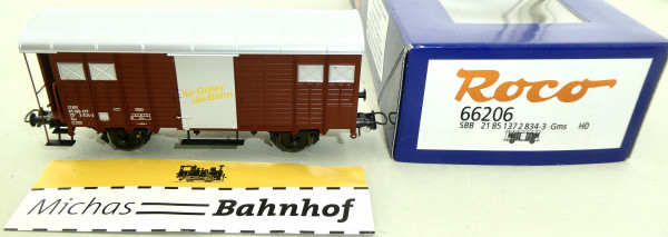 SBB Gms Für Güter Bahn gedeckter Güterwagen Roco 66206 OVP 1:87 HB3 µ