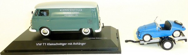 VW T1c Kastenwagen Kleinschnittger m Autoanhänger Schuco 450374100 1:43 NEU GA2 µ *