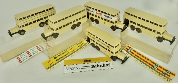 5 Berlin Doppeldecker Bus D38 ATA Persil Sarotti Continental H0 1:87 WIKING GD4å