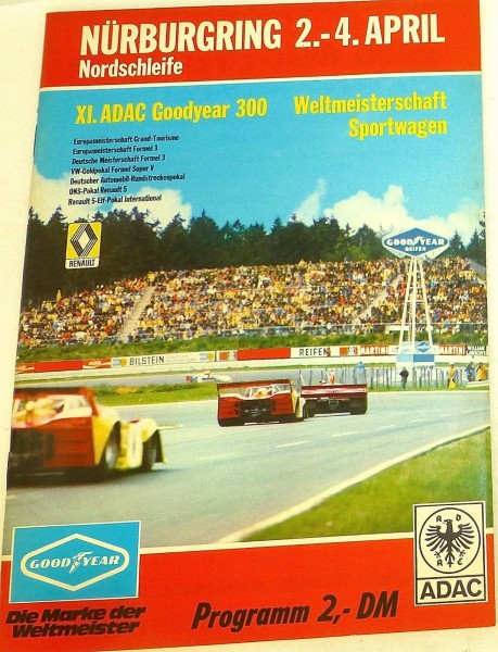 2.-4. APRIL XI.ADAC Goodyear 300 WM Sportwagen Nürburgring Programmheft å III10*