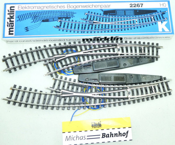 Märklin 2267 Elektromagnetisches Bogenweichenpaar K Gleis H0 1:87 OVP HR5 å