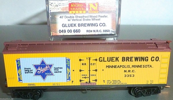 Glueck Brewing Co 40 Double Sheathed Micro Trains 049 00 660 N 1:160 OVP HS3 å
