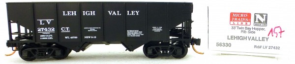 Micro Trains Line 56330 Lehigh Valley 27432 33&#039; Twin Bay Hopper 1:160 OVP #i157 å