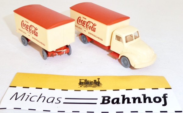 Coca Cola Magirus creme rot Hängerzug LKW IMU Replika Serie 1:87 H0 #27 å
