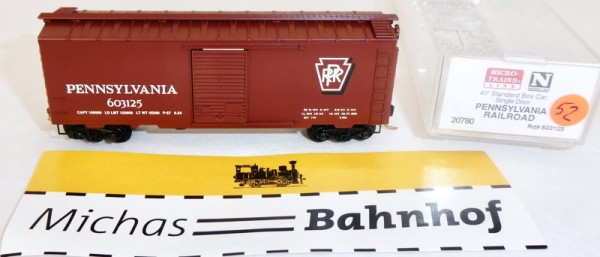 Pennsylvania Railroad 603125 40´ Boxcar Micro Trains Line 20780 N 1:160 OVP ∆52å