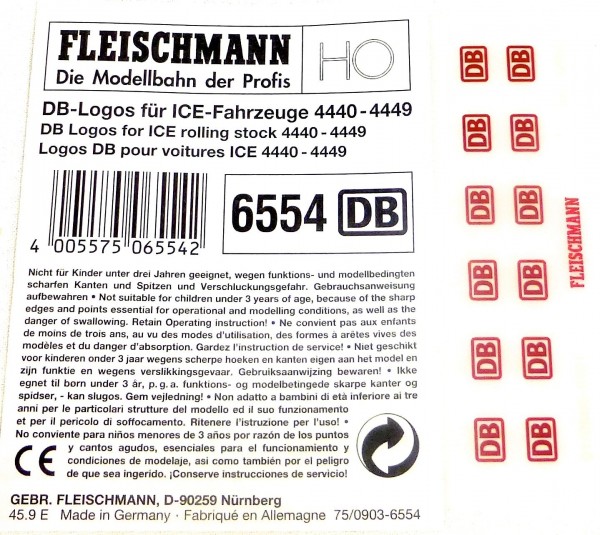 DB ICE Logos 6554 Fleischmann 4440 4441 4442 4443 4444 4445 4446 4447 4448 H0 µ*