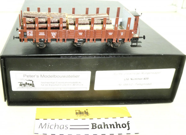 Peter's Modelbouwatelier Sächs. 3achs Rungenwagen 459-V2 Fertigmodell 1:87 KA3 å