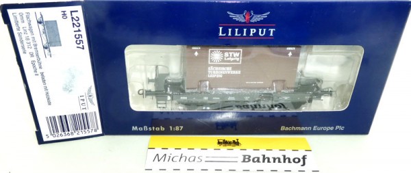 Liliput L221557 Turbinenwerke Leipzig Omm Flachwagen DR EpII H0 1:87 OVP HG6 å