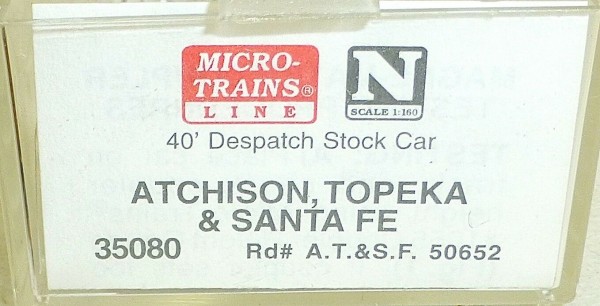 Micro-Trains Line 35080 AT&amp;SF 50652 Grande 40&#039; Despatch Stock Car N 1:160 A å *