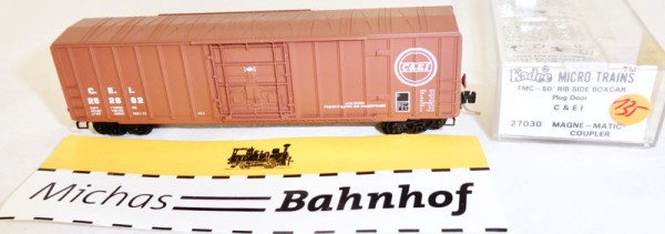 C&amp;EI 252882 50&#039; Rib Box Car P&#039;lug Door Micro Trains Line 27030 N 1:160 J135 å