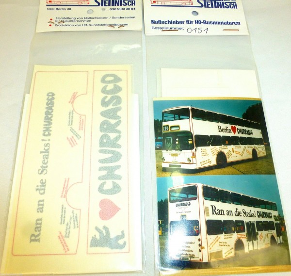 Churrasco Steaks Berlin Stettnisch Nassschieber Busbeschriftung SD200 H0 1:87 å*