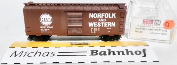 Norfolk Western N&amp;W 53045 40´ St Boxcar Micro Trains Line 20039 N 1:160 OVP ∆05å