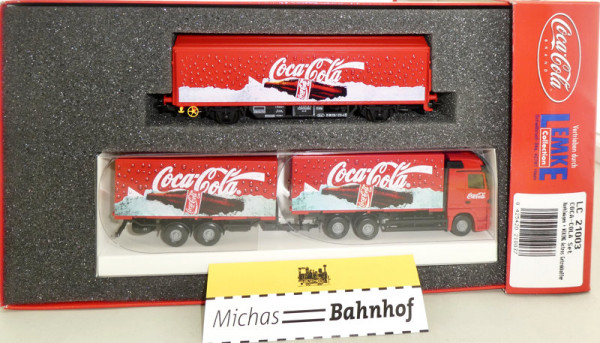 Lemke LC21003 Coca Cola Kühlwagen WIKING Actros Getränkekoffer H0 1:87 OVP HC6 å