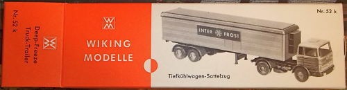 52k Tiefkühlwagen Sattelzug Wiking Karton Pappe leer INTERFROST H0 1:87 åLH6LAST