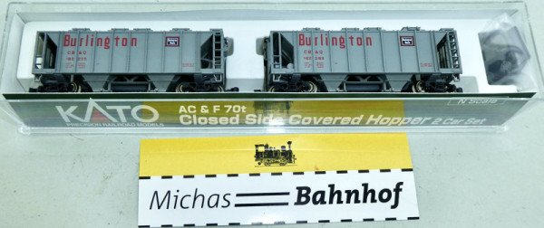 Kato 186-0107 AC&amp;F 70t covered Hopper CB&amp;Q #2 N 1:160 OVP #$ HR2 å