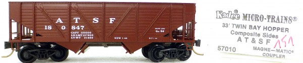 Micro Trains Line 57010 ATSF 180847 33&#039; Twin Bay Hopper 1:160 OVP #i151 å