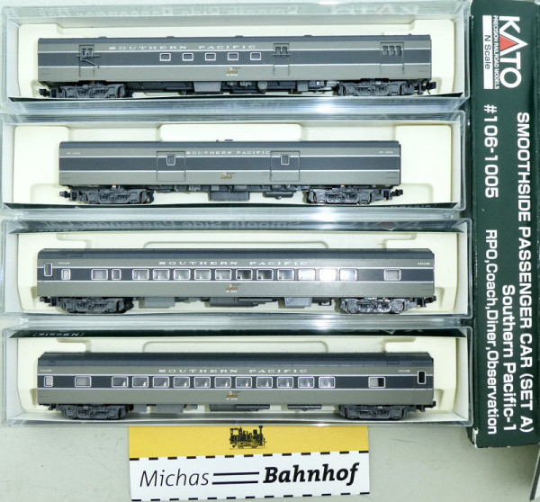 106-1005 Kato SMOOTHSIDE PASSENGER CAR SET A Southern Pacific-1 1:160 OVP HU2 å