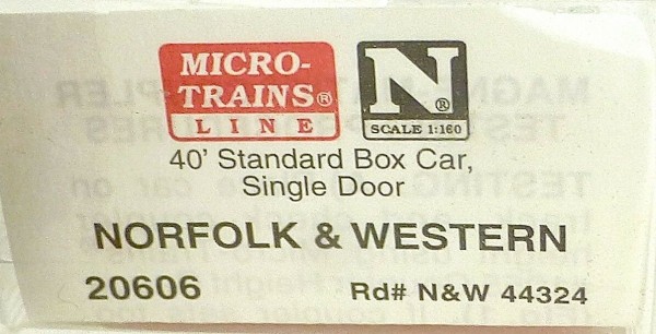 40´ St Boxcar Norfolk &amp; Western 44324 Micro Trains Line 20606 1:160 D å *