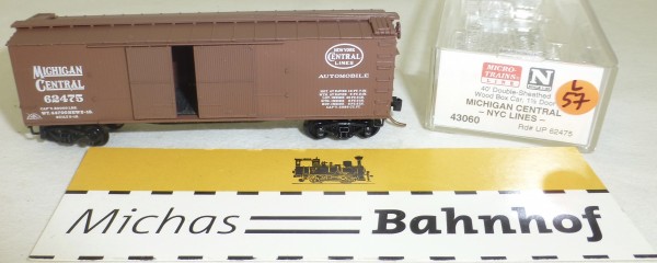 MICRO TRAINS 43060 Michigan Central 62475 40&#039; Sheathed Wood Boxcar 1 1/2 N 1:160 #57L å