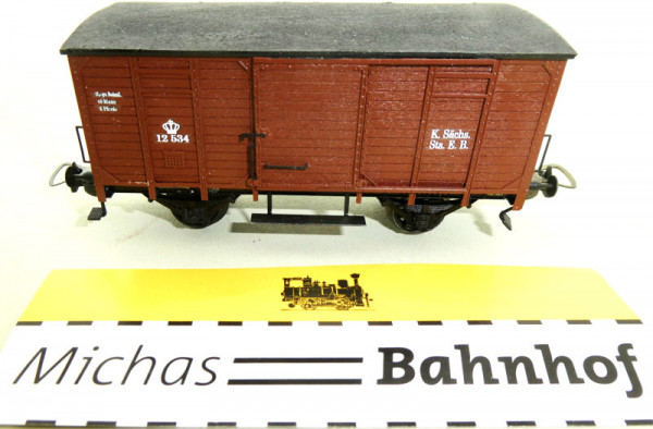 Makette K.Sächs.Sts.E.B 12 534 ged Güterwagen Lauschaer/Sächsis H0 1:87 #G HF5 å