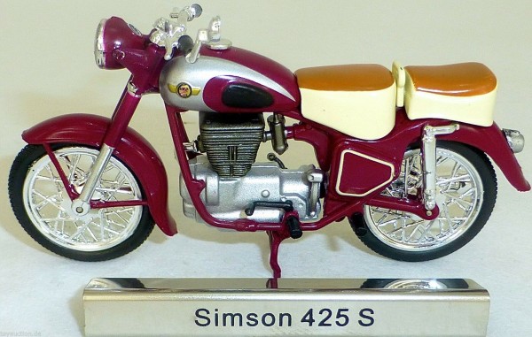 Simson 425S Motorrad Moped 425 S rot DDR 1:24 ATLAS 7168101 NEU OVP LA2 µ