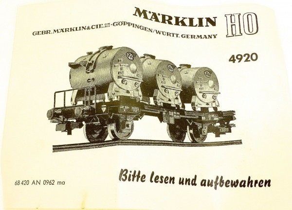 Märklin Anleitung Beschreibung 4920 68 420 AN 0962 ma å *