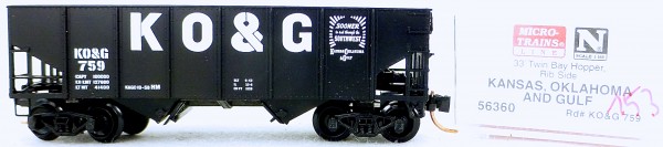 Micro Trains Line 56360 Kansas O&amp;G 759 33&#039; Twin Bay Hopper 1:160 OVP #i153 å