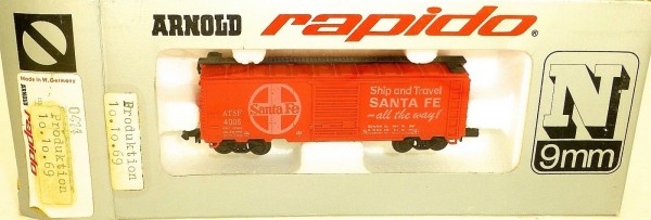 Santa Fe Güterwagen 10.10.1969 ARNOLD rapido 0414 N 1:160 OVP HU3 å *